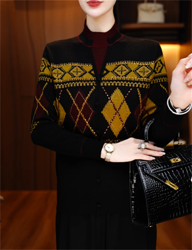 素曼 秋季新款含绵羊毛衣针织毛线衣柔软保暖百搭上衣V25S160