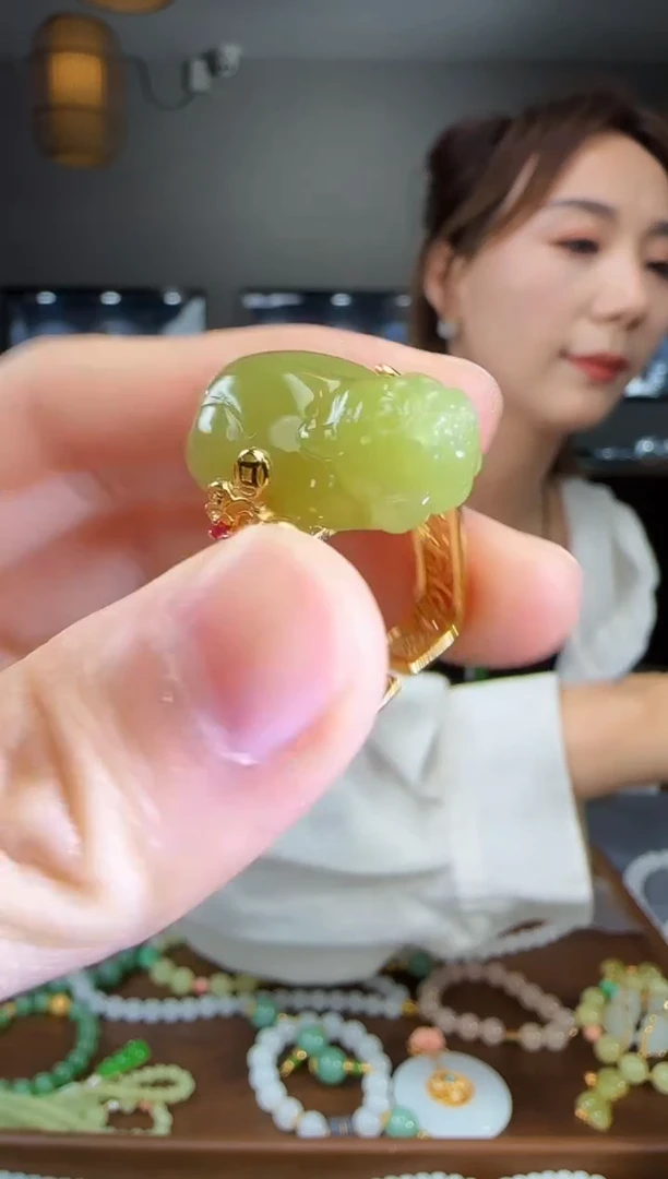 和田玉戒指银S925镶嵌1