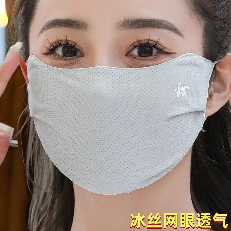 加大防晒口罩女夏季防紫外线冰丝网眼透气护眼角遮阳骑行大面罩男