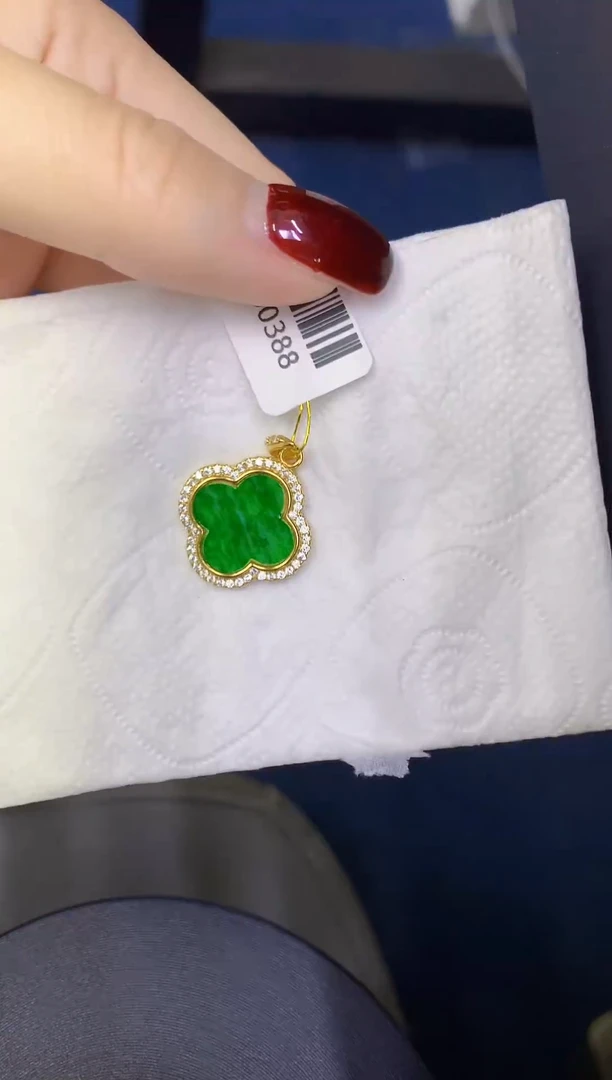 颈饰银S925镶嵌翡翠缅甸天然翡翠A货