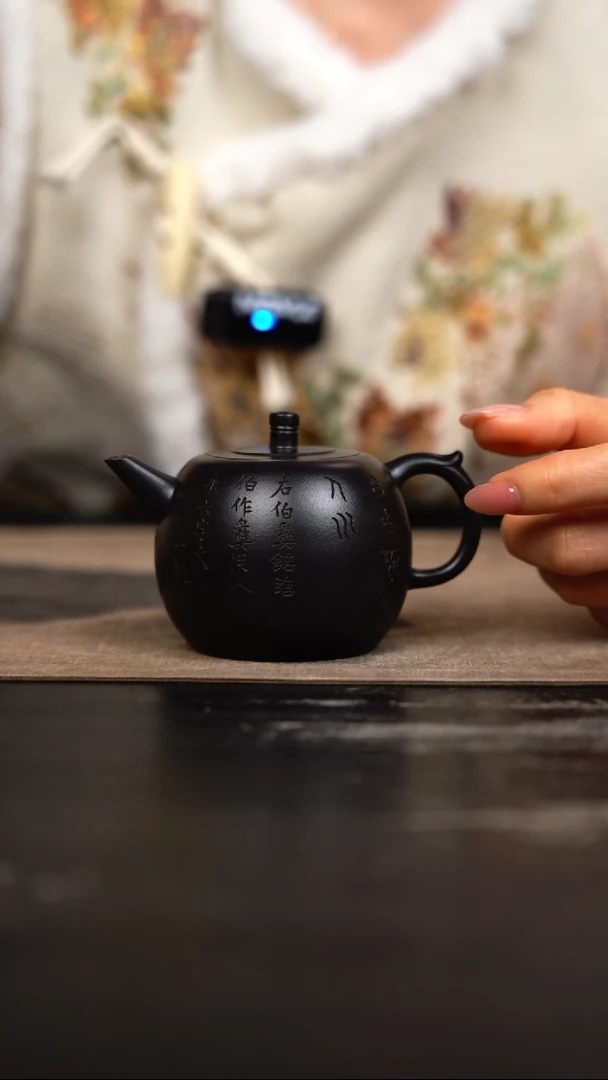 茶壶紫砂捂灰刻绘井栏