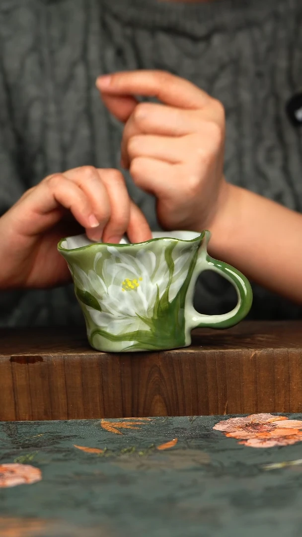 杯釉下彩手工手绘同款陶器