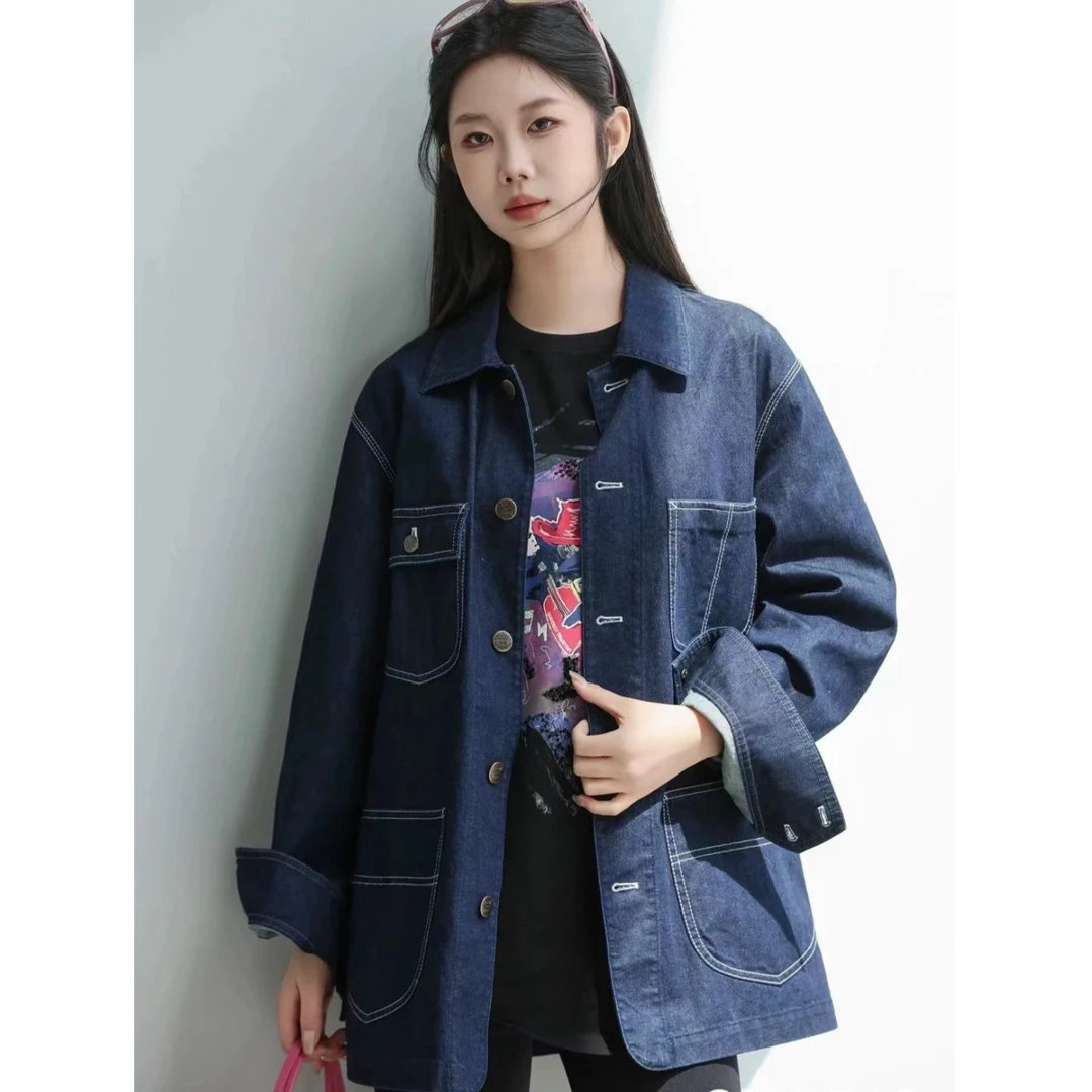 哥弟新款女装潮酷休闲通勤时尚百搭复古工装设计长袖外套1400679