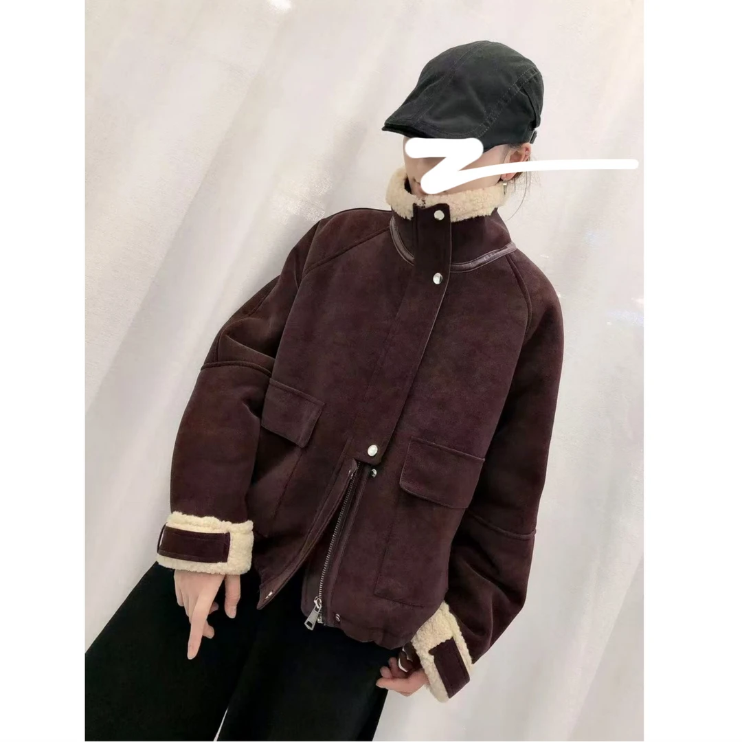 （柚子同款）ZJ冬款颗粒绒时尚皮衣8809