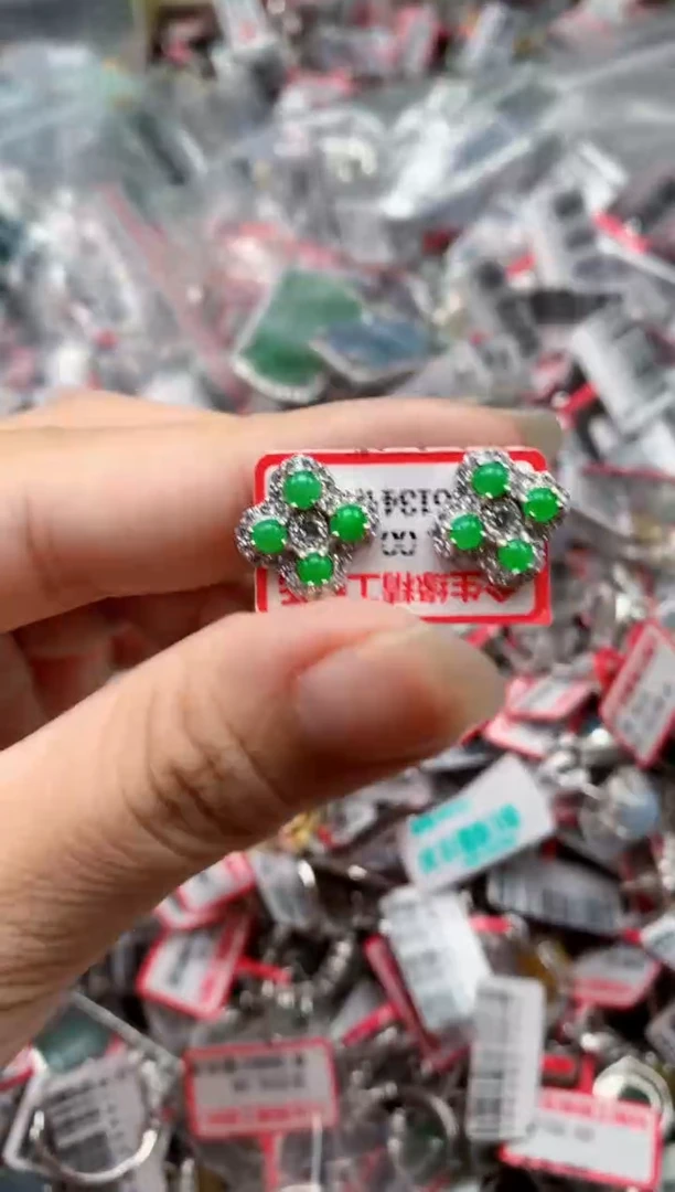 银S925镶嵌戒指翡翠天然A货缅甸翡翠