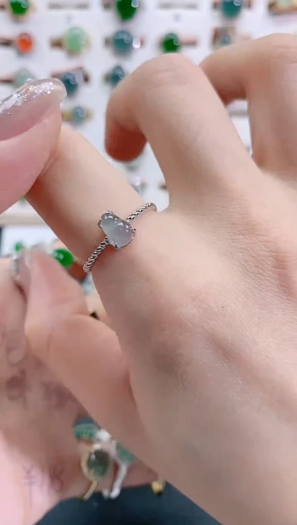 银S925镶嵌戒指翡翠天然翡翠