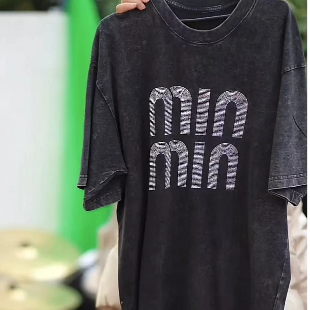 【潮】时尚烫砖草木染短袖T