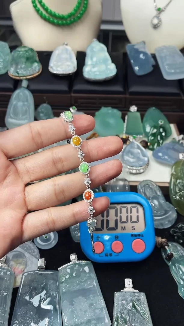 颈饰银S925镶嵌翡翠羊****?5055-S925银