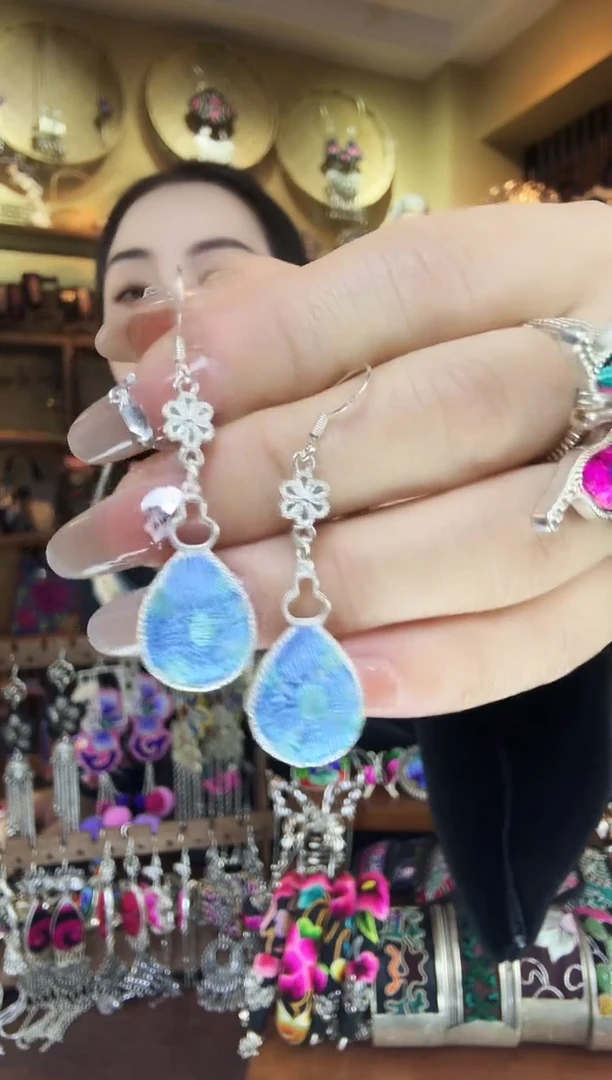 刺绣非遗刺绣民族风耳环