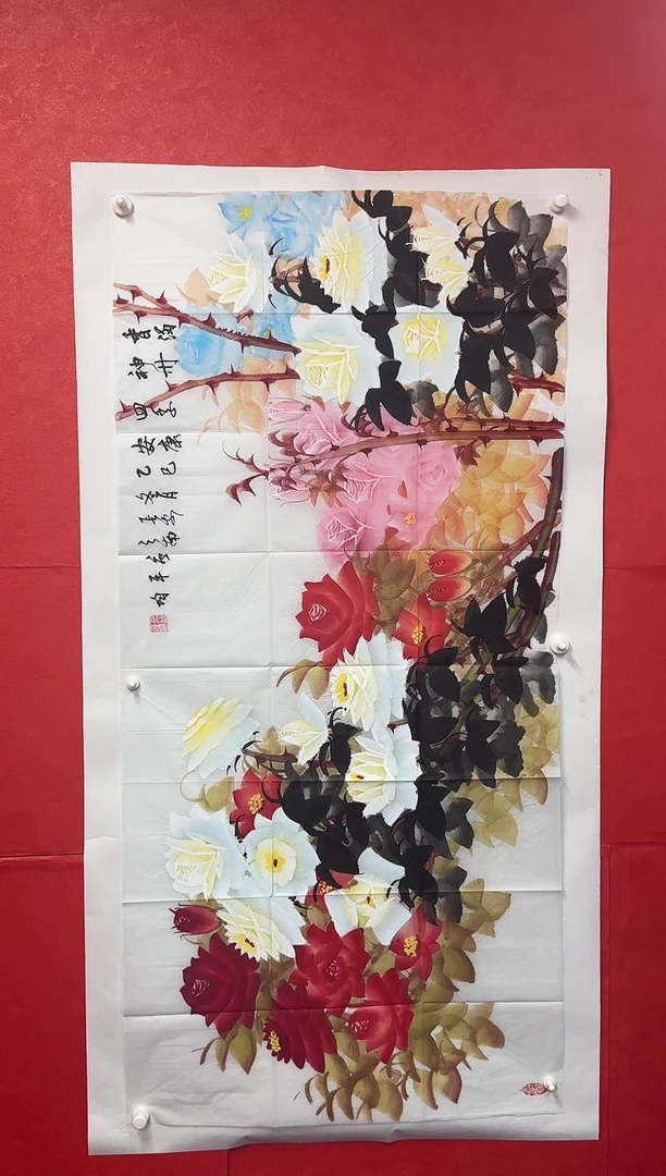 书法唐平均老师四尺整张精品【月季花】