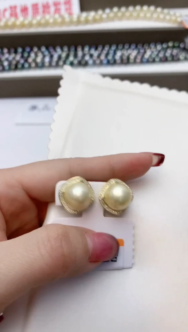 银S925镶嵌耳饰海水珍珠A22