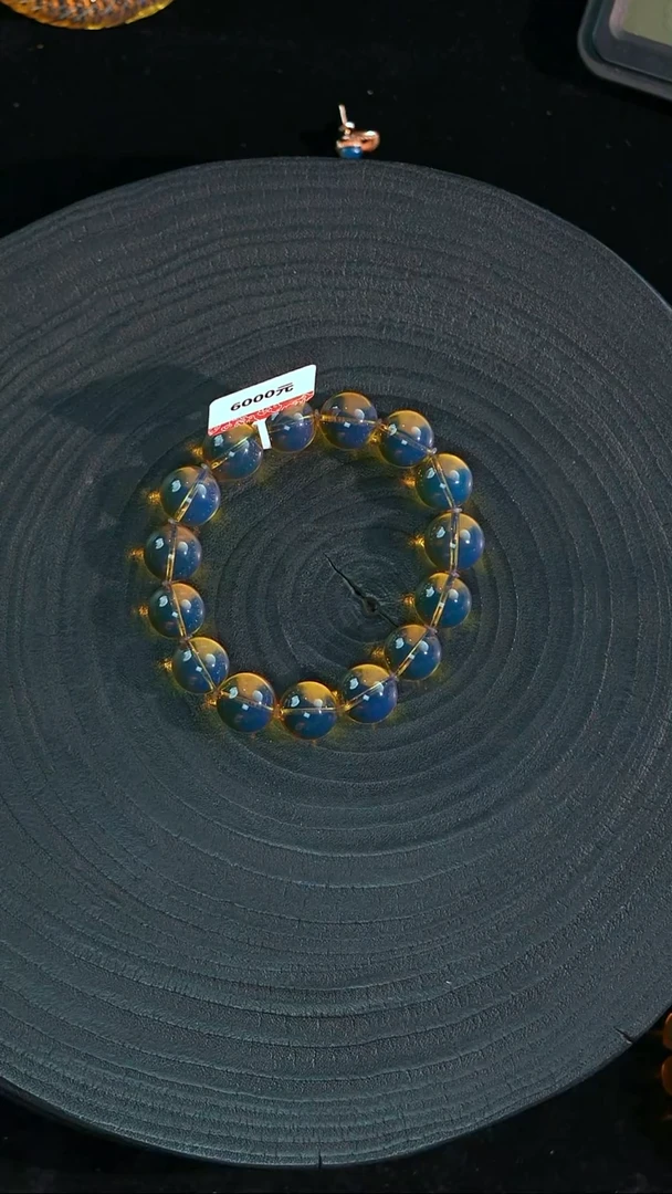 琥珀未镶嵌珠宝奇石14mm蓝珀手串
