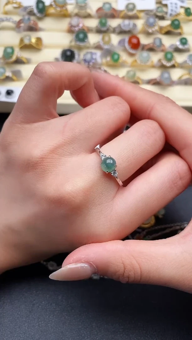 【闪购商品】翡翠戒指银S925镶嵌222222222+6