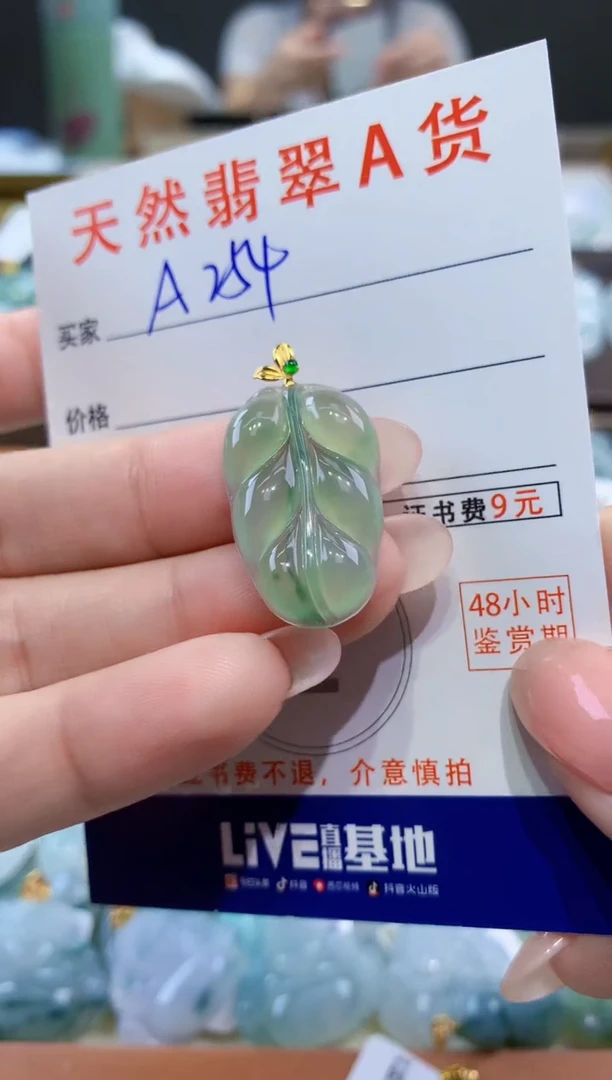 颈饰18K金镶嵌翡翠天然翡翠A货挂件