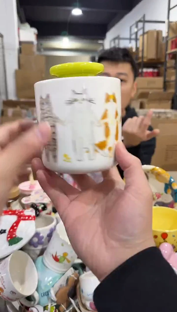 瓷片猫猫收纳罐 没有胶条