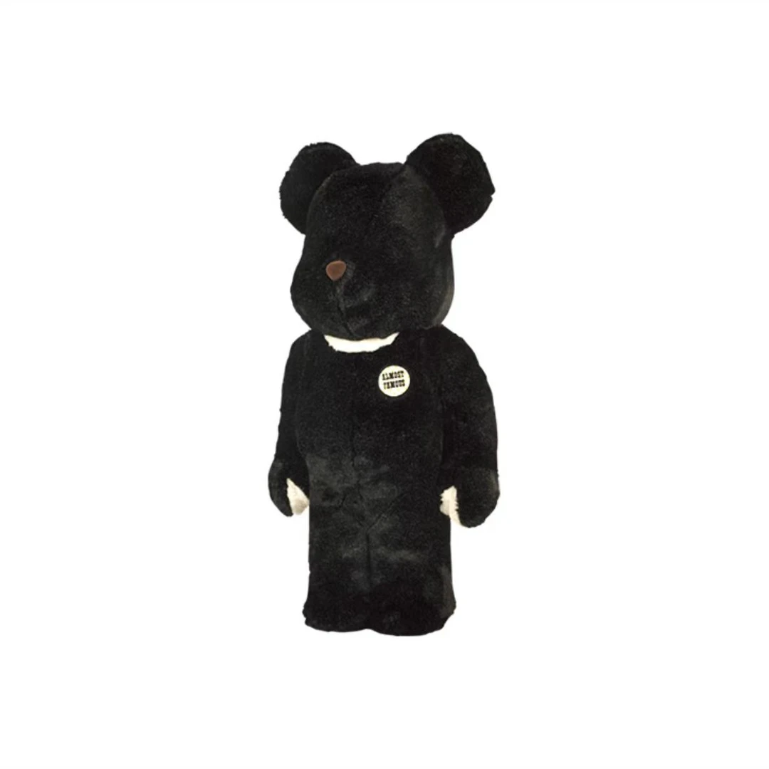 【小白】bearbrick积木熊 藤原浩 黑色毛绒hf 400% 无盒