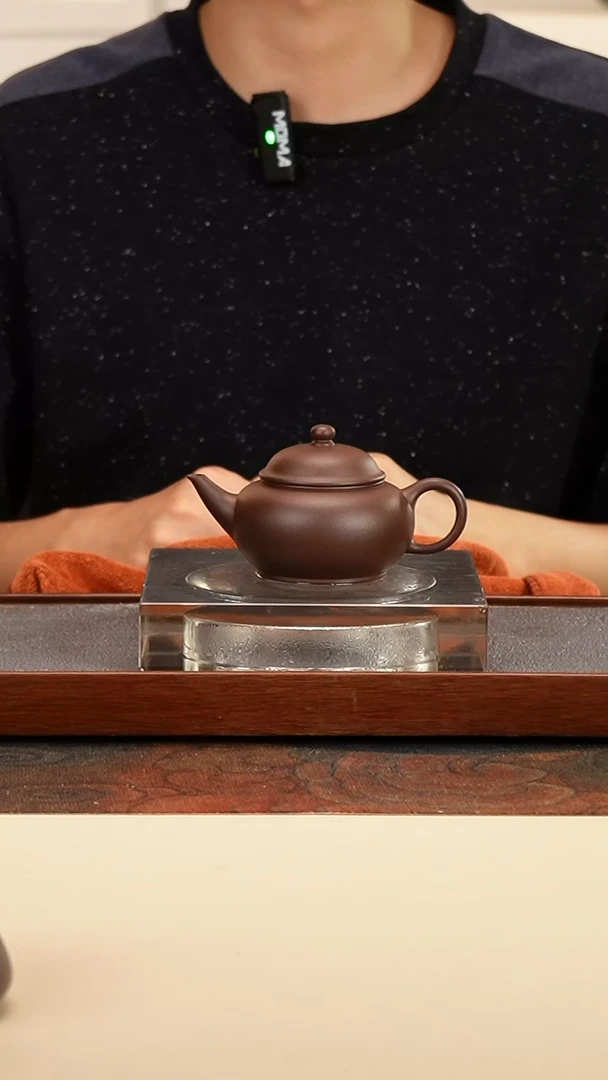 茶壶紫砂盔帽水平深井紫泥120cc内推孔