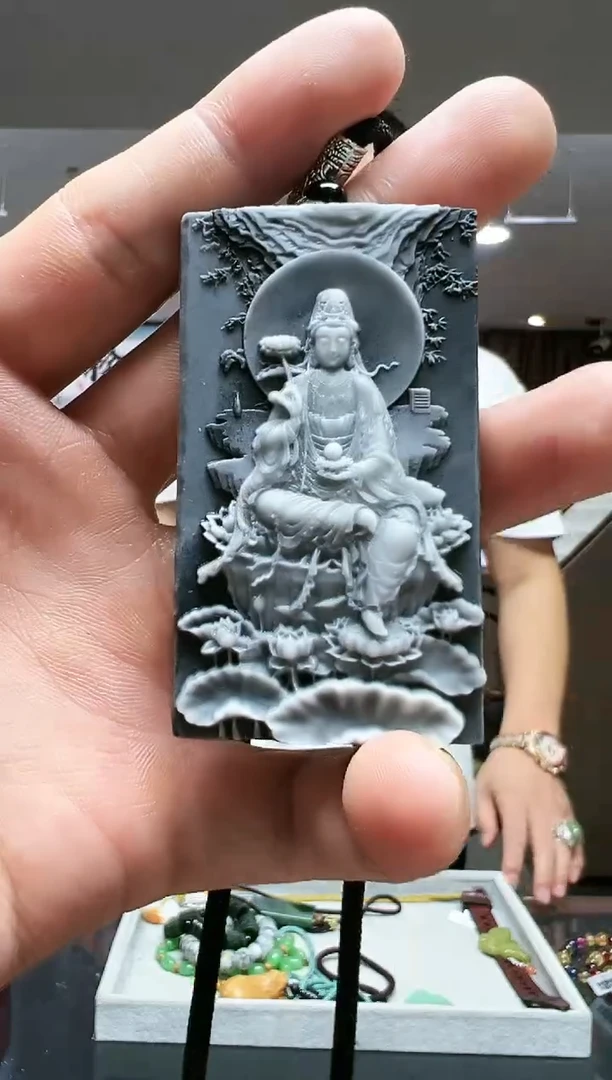 未镶嵌蛇纹石玉挂件a046观音-多样性发货其中发一