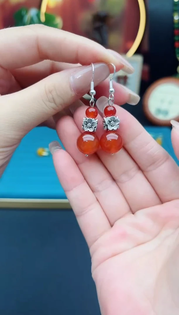 玛瑙/玉髓耳饰银S925镶嵌422000