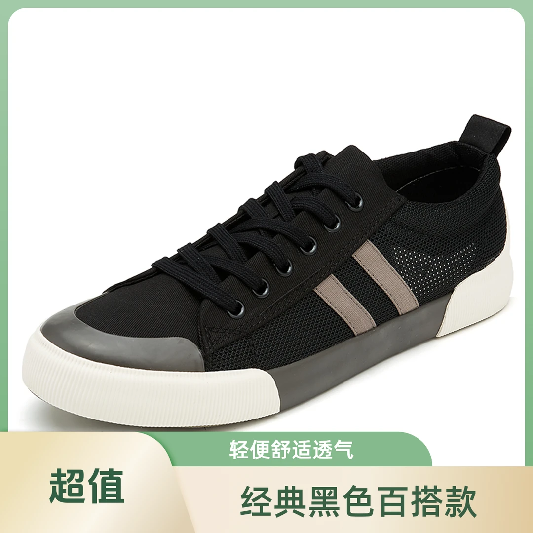 2025夏季新款男鞋透气帆布鞋时尚百搭男款休闲鞋低帮舒适网面潮鞋