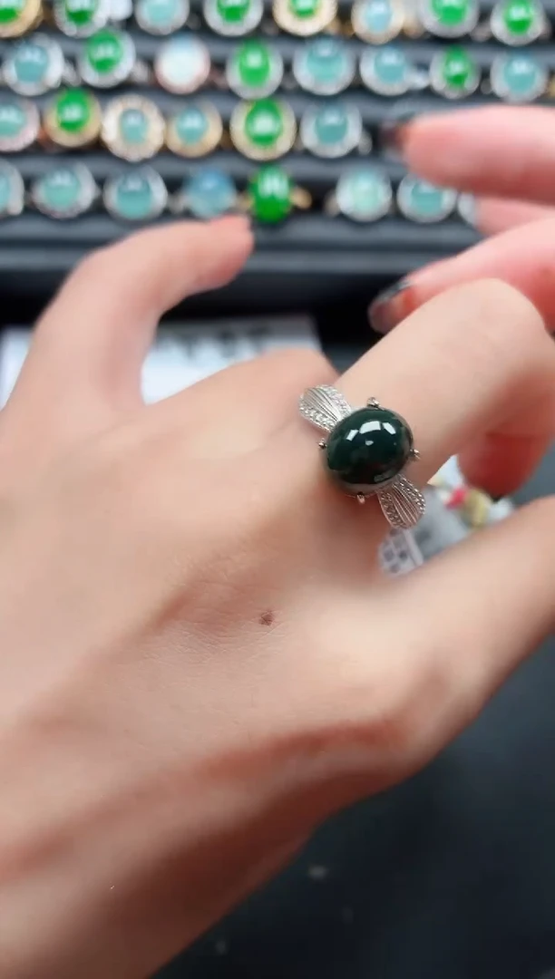 翡翠戒指银S925镶嵌1111111111