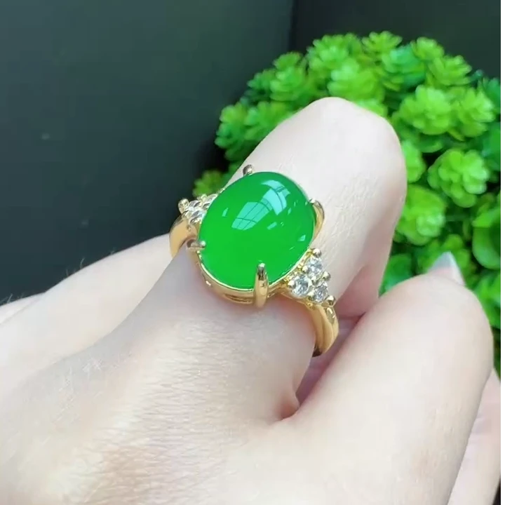 ST1655皇家翠灵玉玛瑙绿戒指-送礼佳品-MJ3