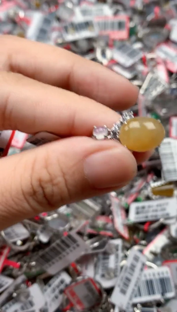 银S925镶嵌戒指翡翠天然A货缅甸翡翠