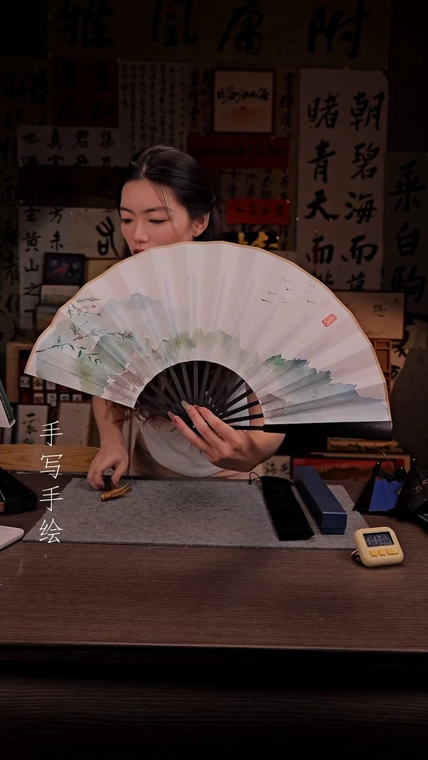 国画067-10寸 手写 扇子-