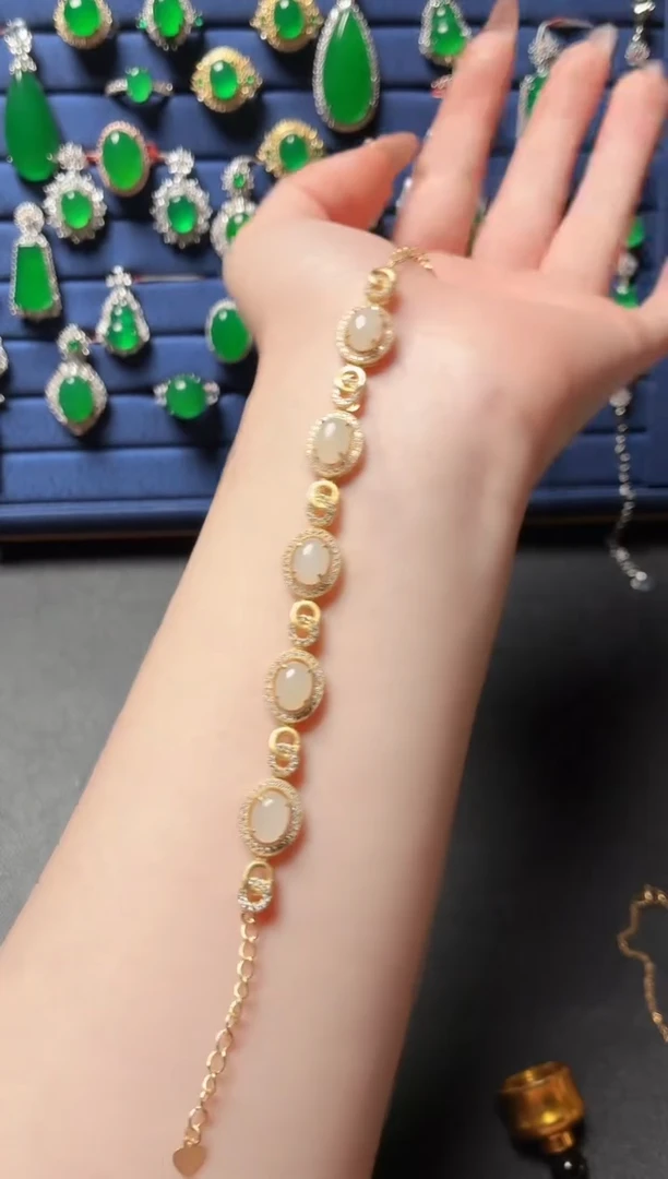 银S925镶嵌和田玉珠宝半成品69