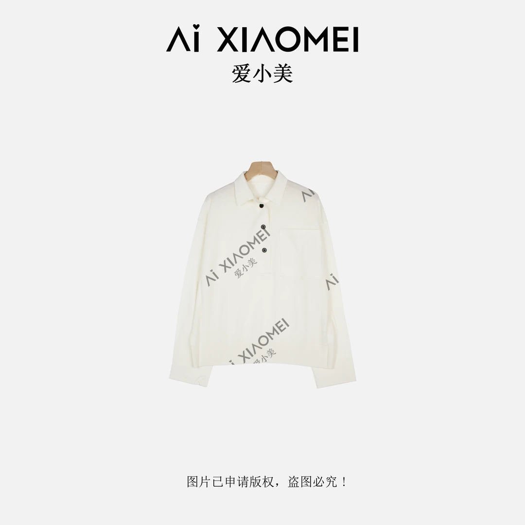 Aixiaomei/爱小美极简风polo领长袖套头针织毛衣SY-2977