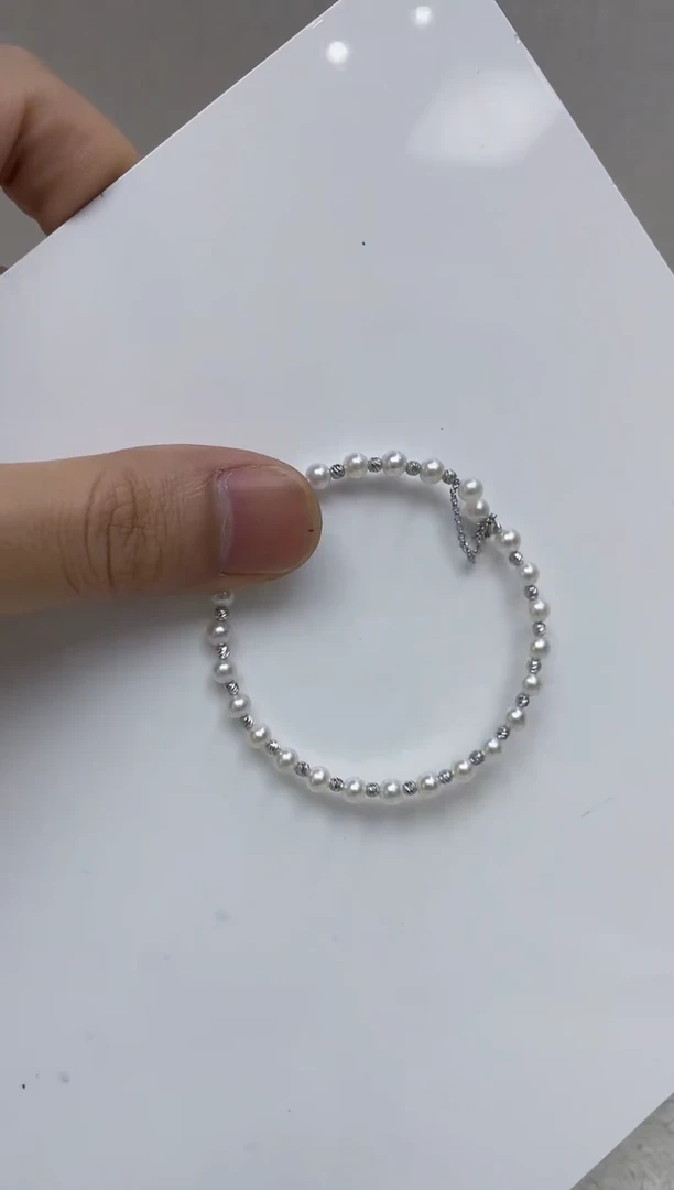 银S925镶嵌手镯淡水珍珠