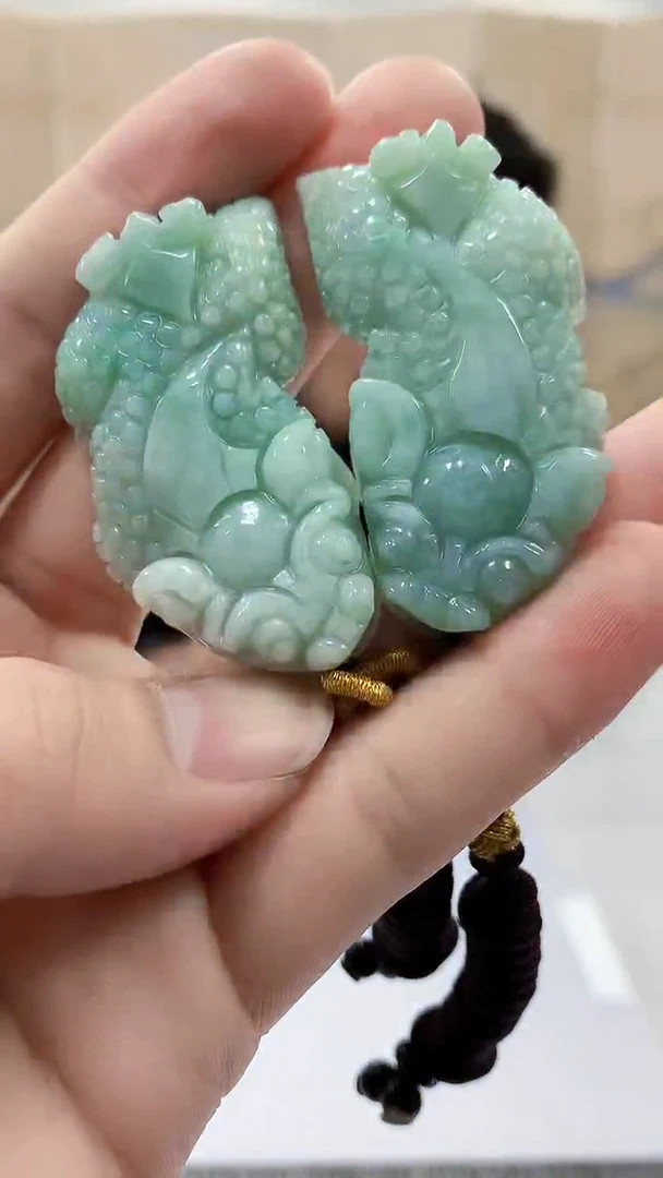 【闪购商品】定制翡翠未镶嵌5152bb-毛货挂件一对27