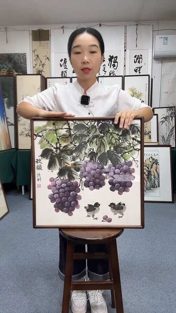 国画52*52实木画框京东包邮手绘
