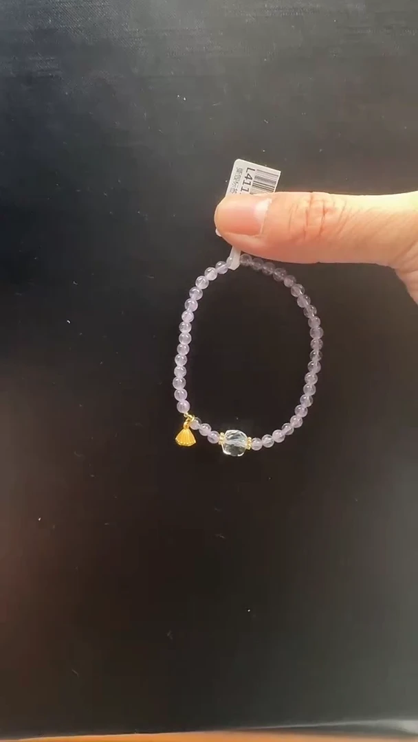 【闪购商品】水晶手串未镶嵌紫水晶圆珠约4mm+搭白水晶手串