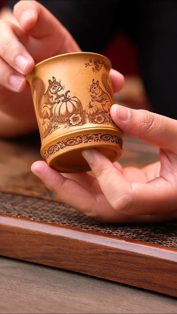 茶杯紫砂笑笑甄选原矿紫砂