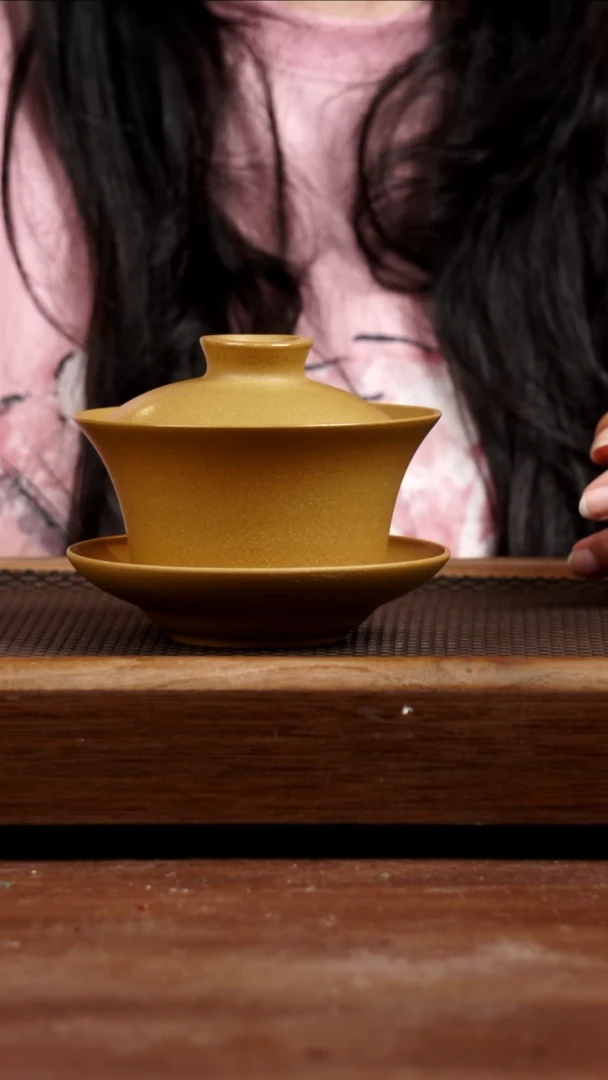 茶壶紫砂黄金段盖碗260CC