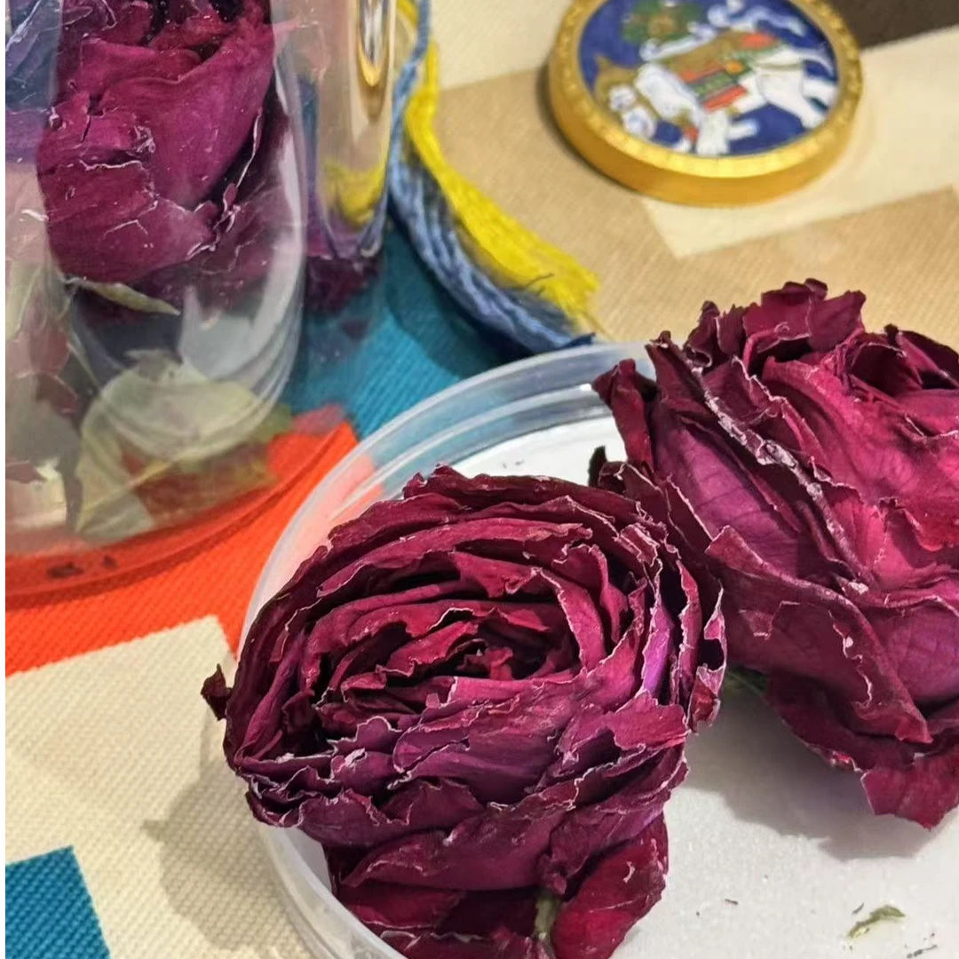 精选2025年头茬冻干大朵墨红玫瑰花  可搭配玫瑰茄桑椹干桂圆肉等