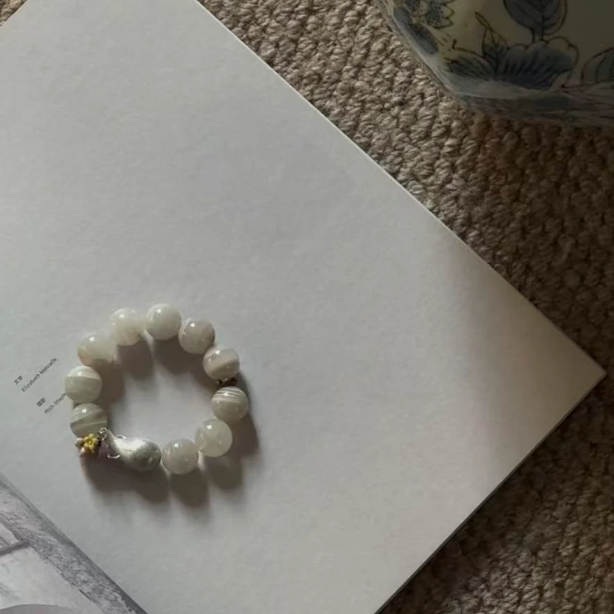 月球来信 沉香334花瓶系列绿奇楠奶茶千层设计款单圈手串定制