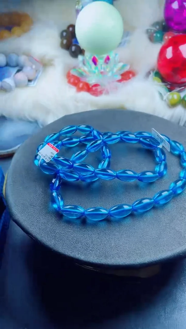 未镶嵌菱锰矿套链海蓝手串项链（一套）卡20x13