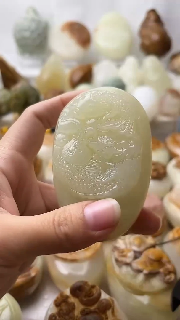 石材古青石棉纹正常不退换锦鲤鱼