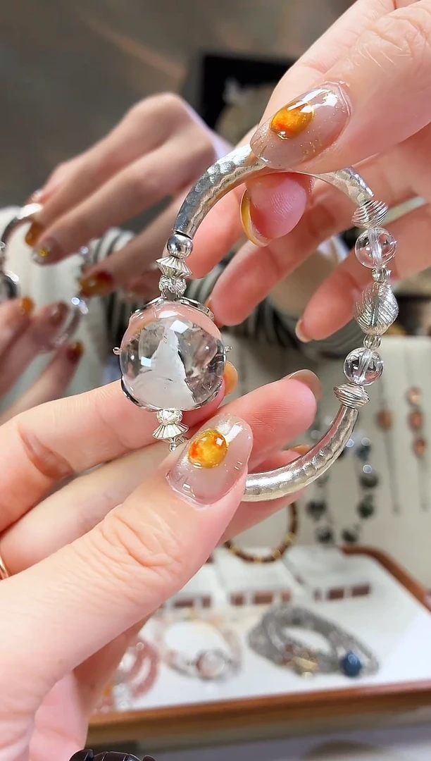 未镶嵌手链水晶天然水晶白水蛋面手镯