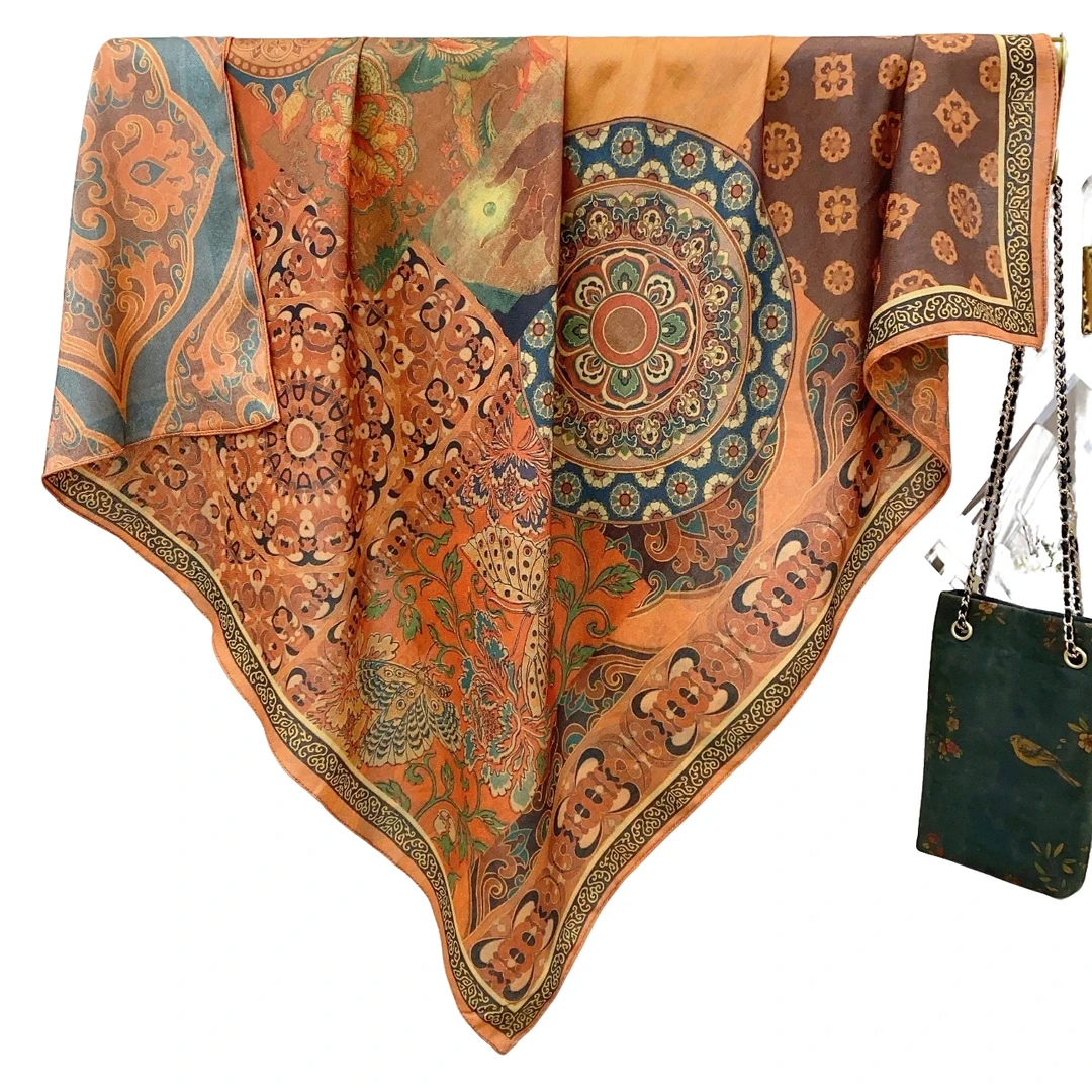 新款方巾复古双面双色方巾90公分百搭时尚大方气质女士方巾