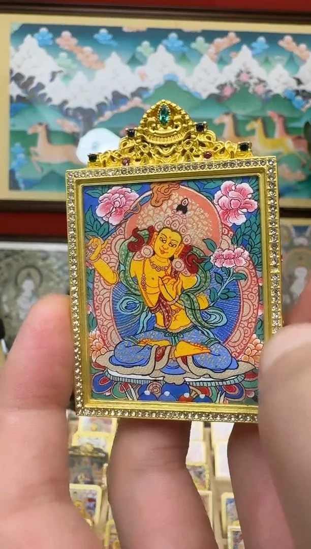 吊坠文老师-热贡纯手绘唐卡吊坠