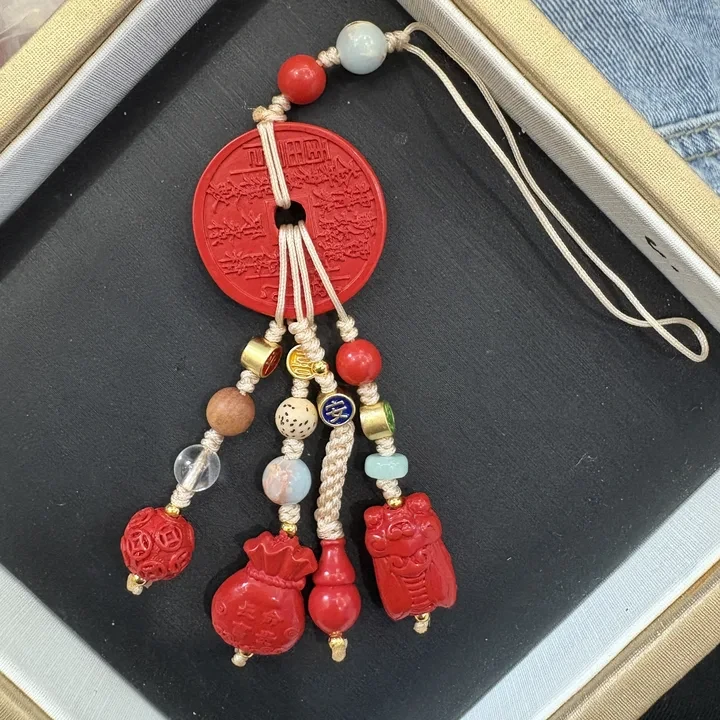 含辰砂工艺品含辰砂工艺品朱砂手机挂-590545