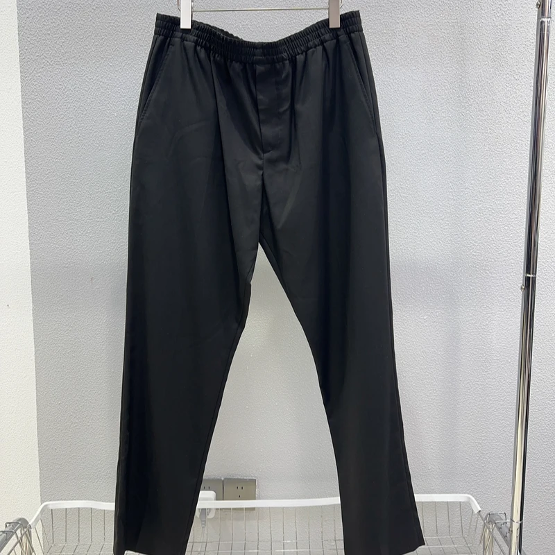 现货Dior迪奥 男黑色直筒薄款阔腿休闲裤 松紧腰带 493C158A6226