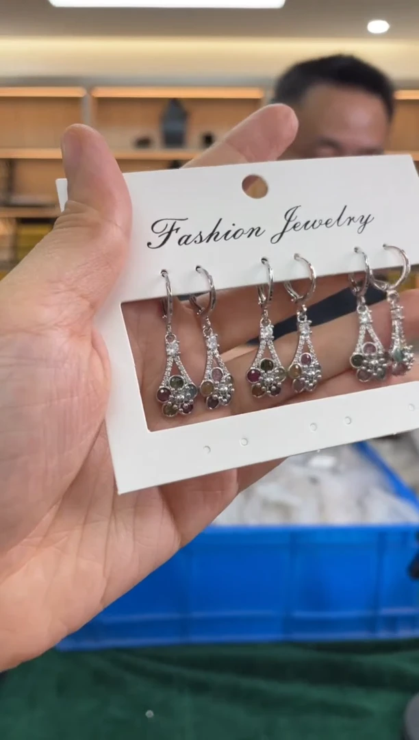 ·银S925镶嵌碧玺多样性发一件