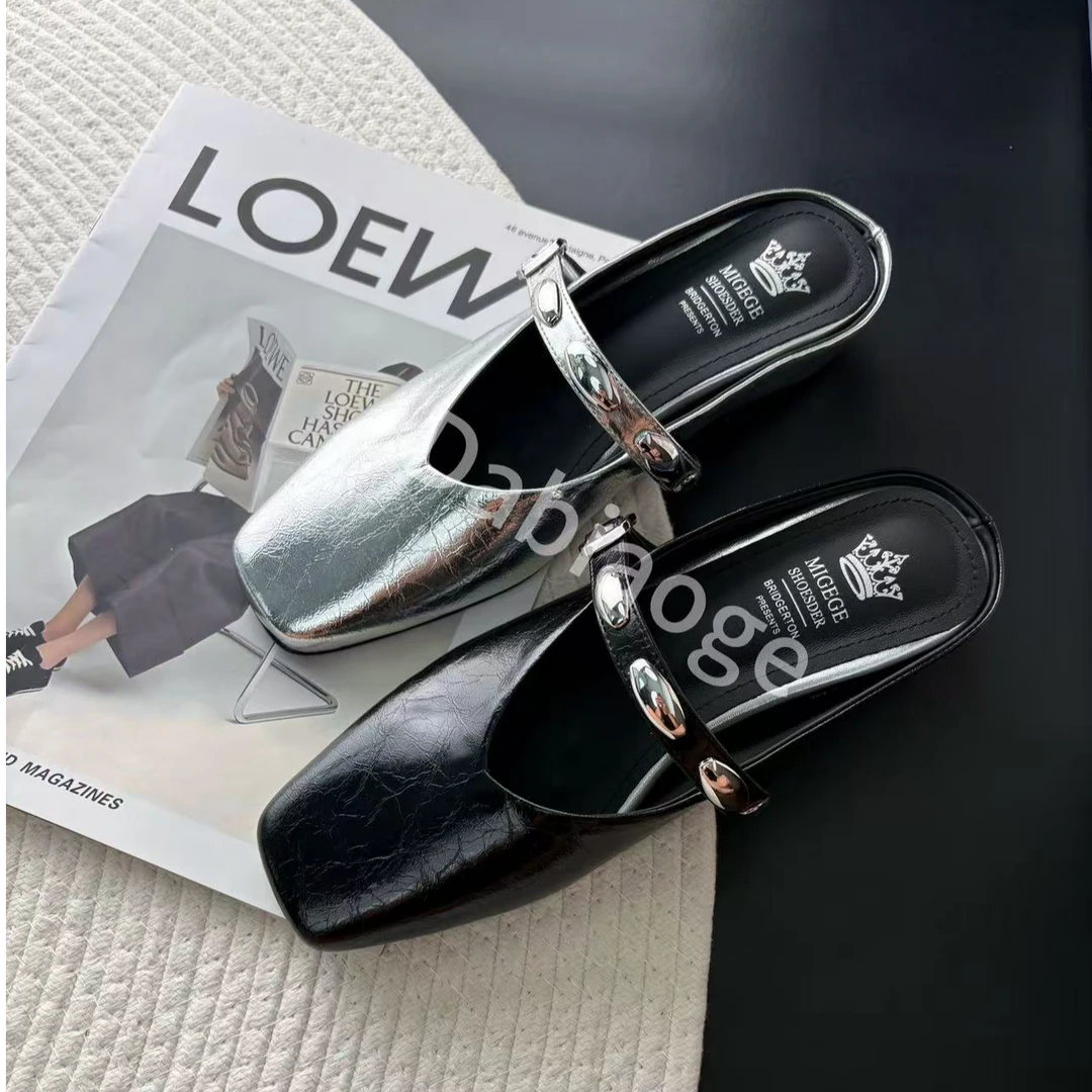 4.5cm包头半拖鞋女外穿法式平底温柔凉鞋夏季2025年新款凉拖