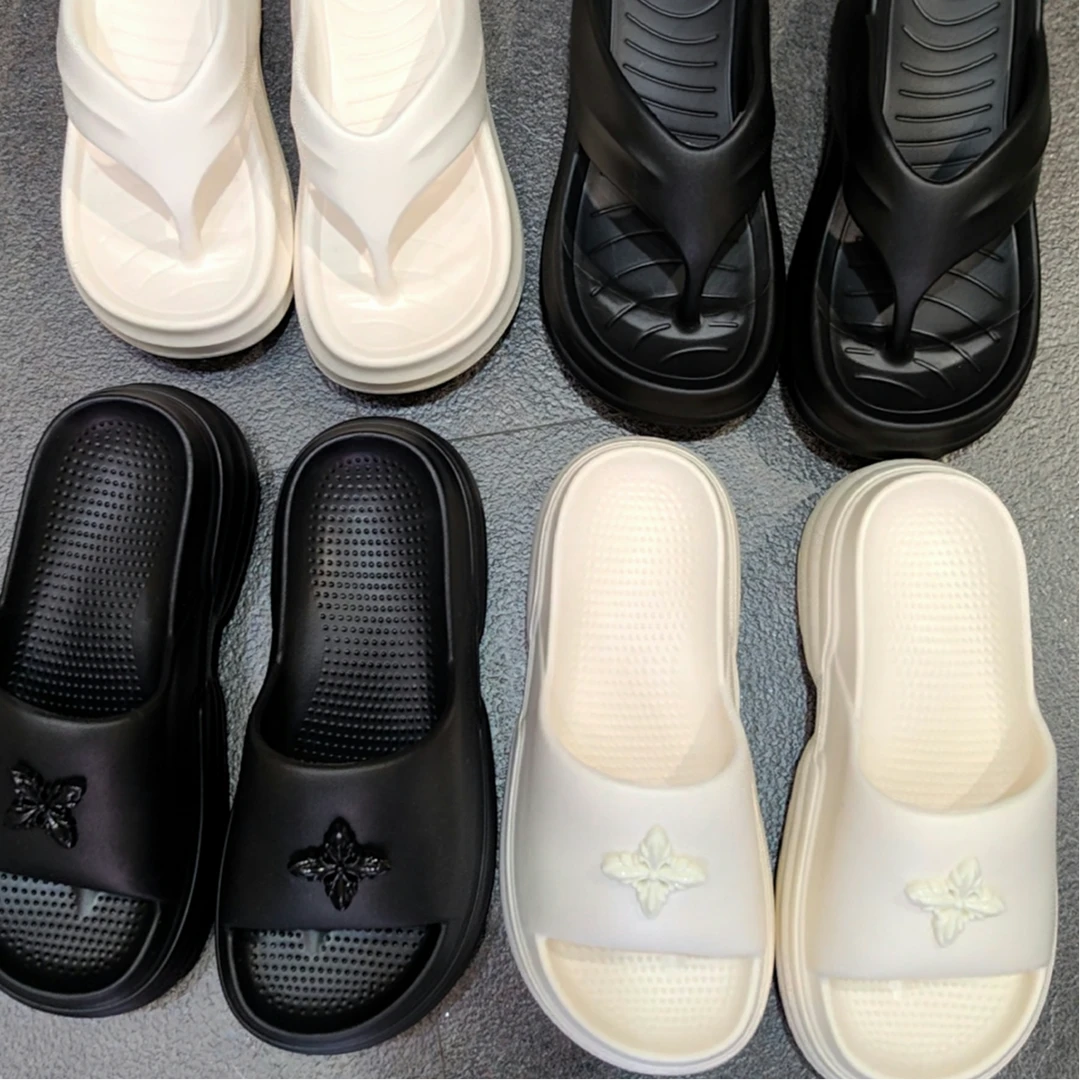 2025女拖鞋明星同款夹趾拖鞋十字花洞洞鞋沙滩人字拖增高7-8CM