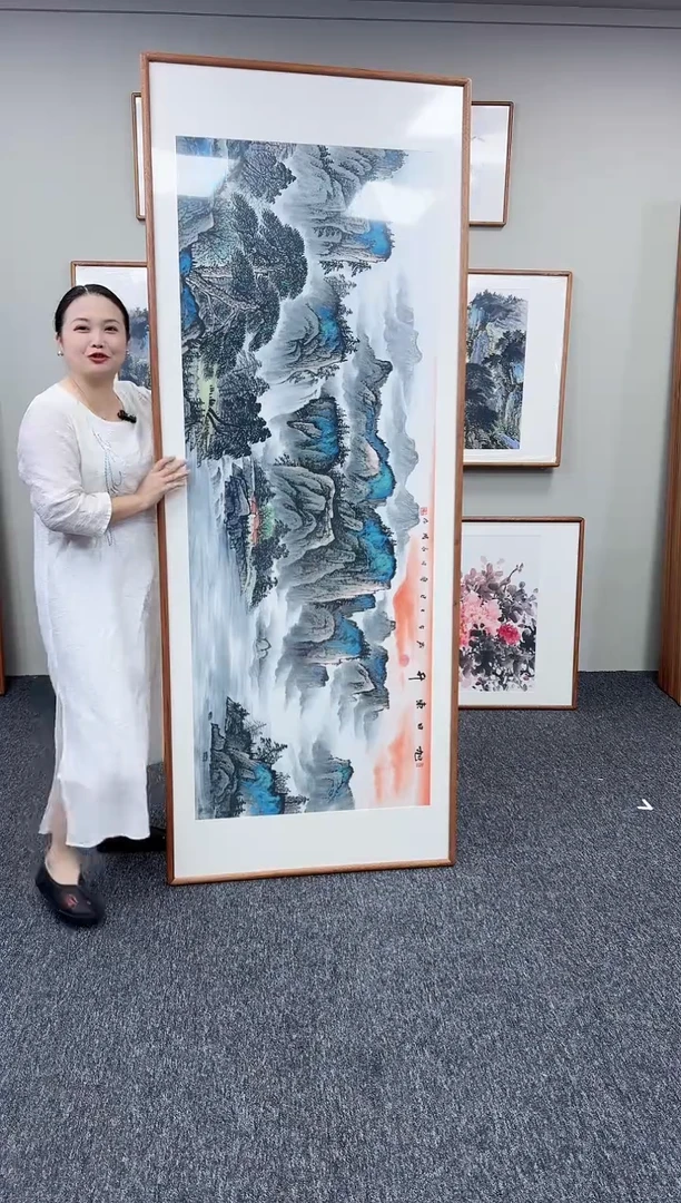 国画旭日东升210*80手绘作品