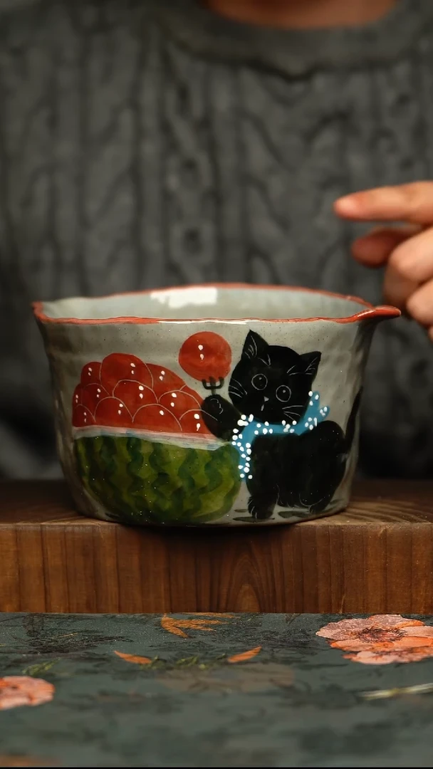 杯釉下彩手工手绘同款陶器